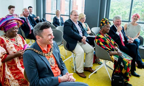 A selection of delegates at a prize giving event at The University of Manchester.